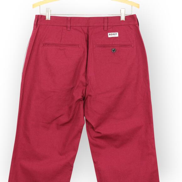 BOAST USA Mens 30x32 Patch Canvas Chino Pant Burgundy Wine Cotton Flat NWT - Picture 4 of 10
